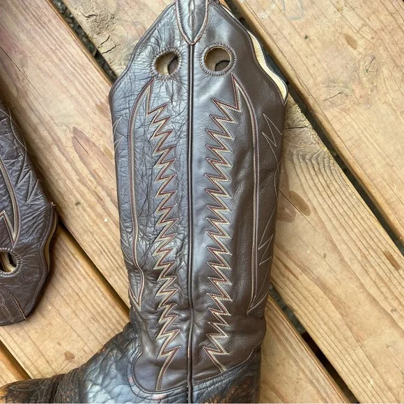 Vintage Sanders tall brown marbled leather western boot - Picture 10 of 16